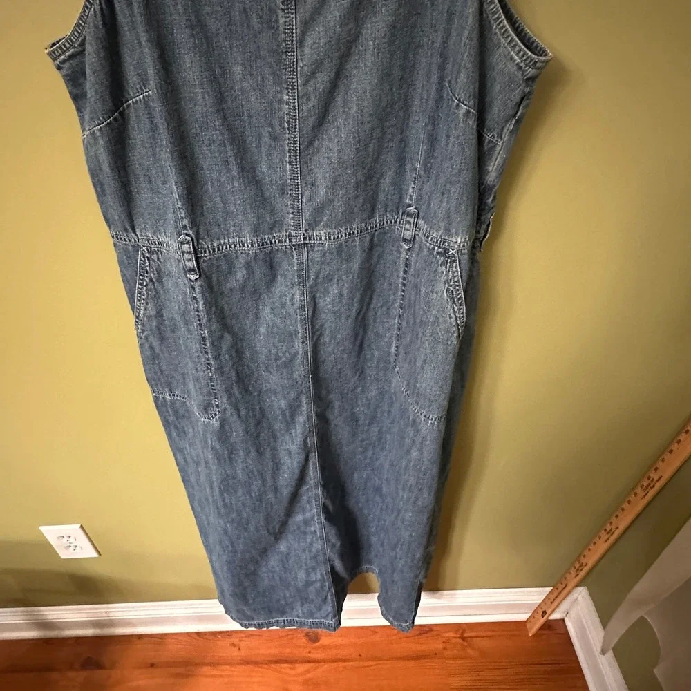 Vintage Eddie Bauer Denim‎ Pinafore Dress Sz 18 Maxi Jean Jumper Bib Skirt Farm